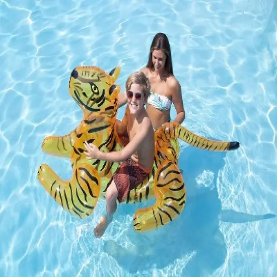 Swimline 73" Inflatable Tiger Ride-On Pool Float image {1}