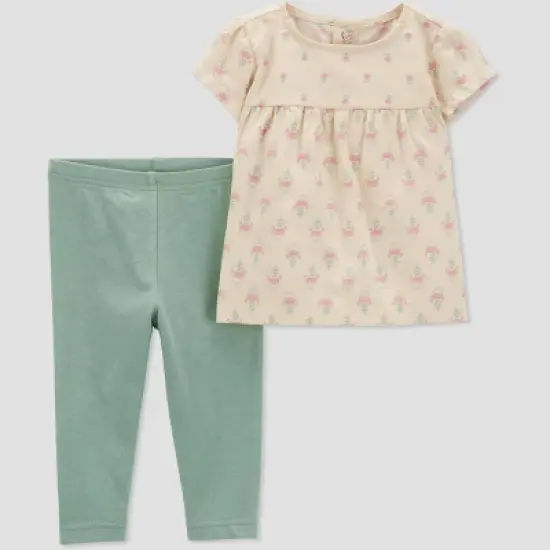Carter's Just One You&reg; Baby Girls' Ruffle Top & Bottom Set - Green image {3}