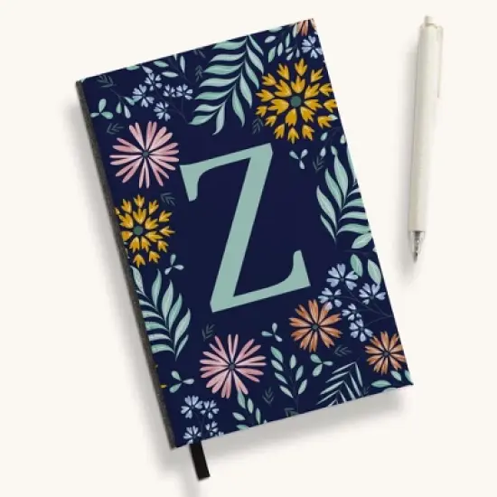 Personalization Mall Flowery Initial Personalized Journal Mint/Navy image {26}