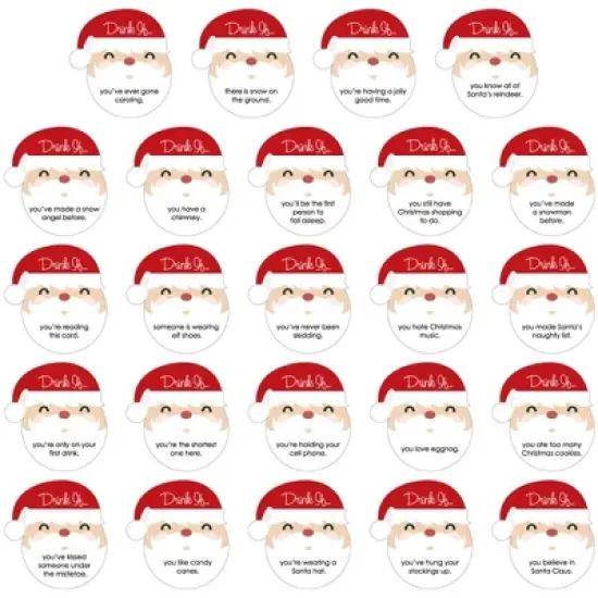 Big Dot of Happiness Drink If Game - Jolly Santa Claus - Christmas Party Game - 24 Count image {1}