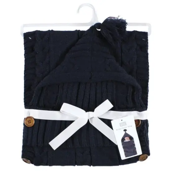 Hudson Baby Infant Boy Knitted Baby Lounge Stroller Wrap Sack, Navy, One Size image {1}