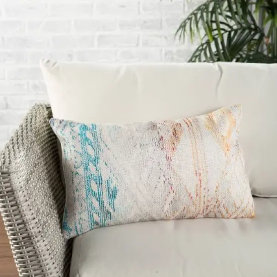 13"x21" Oversize Geometric Indoor/Outdoor Lumbar Throw Pillow White - Jaipur Living image {3}