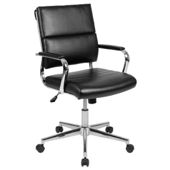 Merrick Lane Ergonomic Swivel Office Chair Panel Style Mid-Back Computer Desk Chair with Padded Metal Arms & Base image {16}