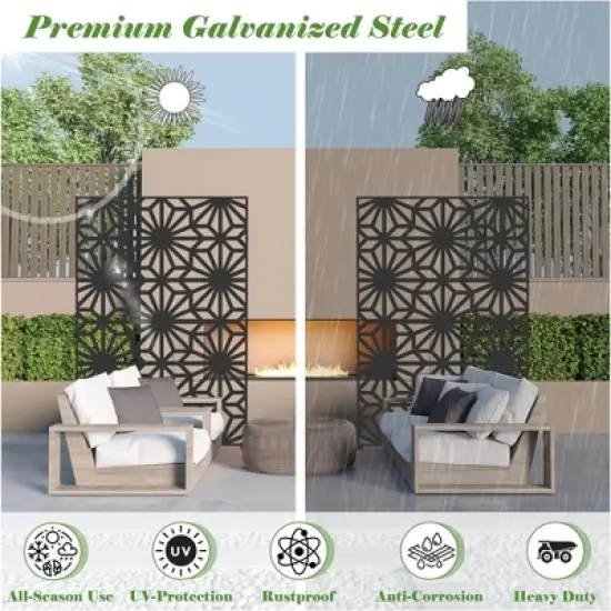 Syemin Decorative Privacy Screen, Outdoor Objects nd Panels for Patio Lawn Deck for Garden, Lawn, Black, 48.31"*15.57"*70.75" image {3}