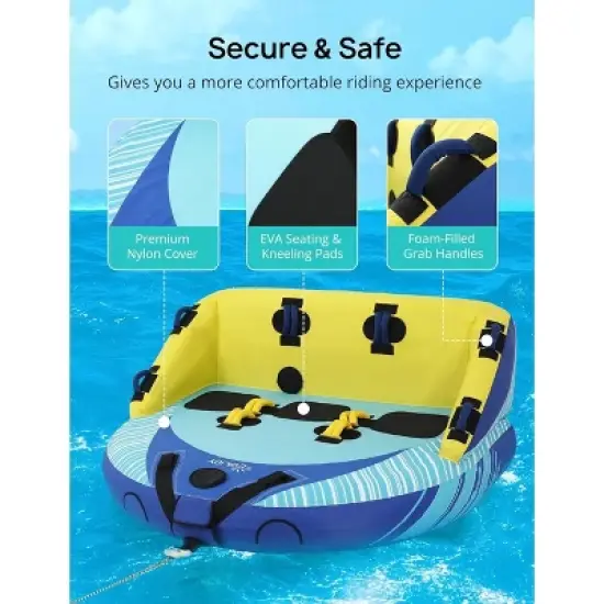 EVAJOY 3-Person Towable Inflatable Tube for Boating for 1-3 Rider image {3}