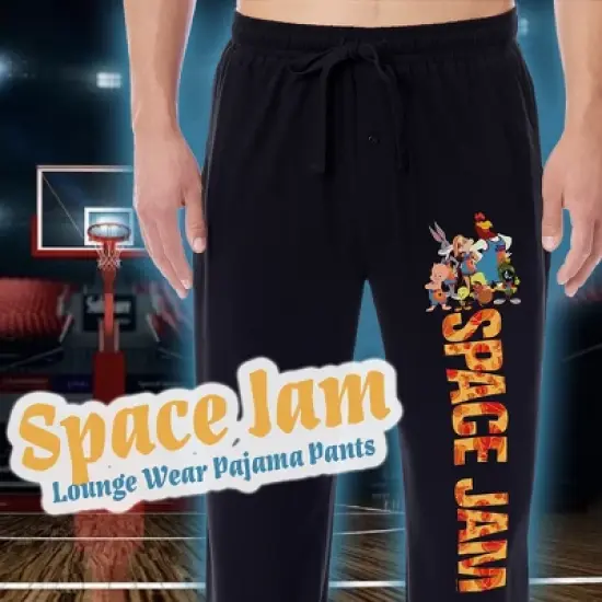 Looney Tunes Mens' Classic Space Jam Tune Squad Movie Sleep Pajama Pants Black image {2}