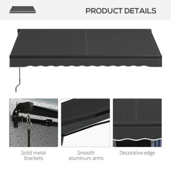 Resenkos Patio Awning, Outdoor Sun Shade Shelter Cover Awnings,10' x 8' Retractable Awning, 280gsm UV Resistant Sunshade Shelter, Dark Gray image {7}