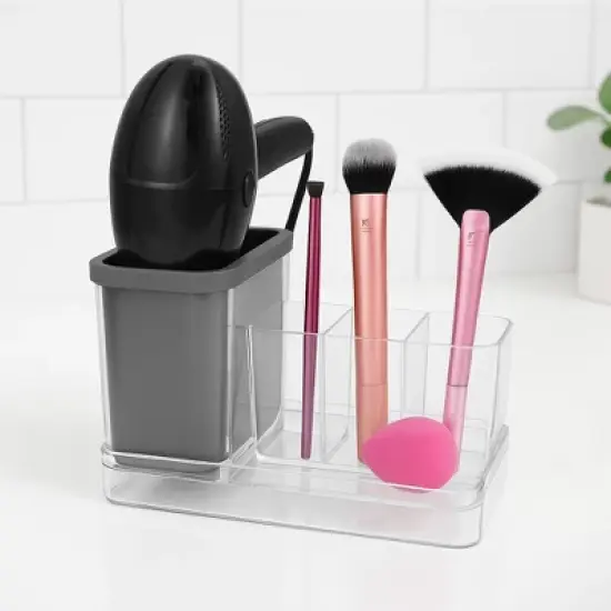 OnDisplay Acrylic Hair Tool & Makeup Organizer with Silicone Liner for Bathroom Vanity image {4}