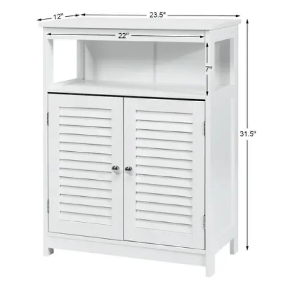Costway Bathroom Wood Storage Cabinet w/ Double Shutter Door image {2}