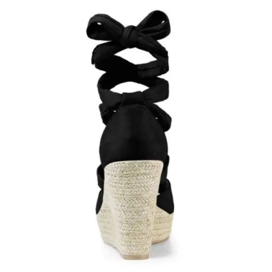 Allegra K Women's Lace Up Espadrilles Wedges Sandals image {3}