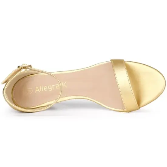 Allegra K Women's Ankle Strap Low Wedge Clear Heels Sandals image {4}