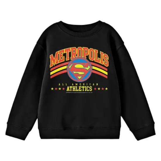 Superman Metropolis All American Athletics Crew Neck Long Sleeve Black Youth Tee image {2}