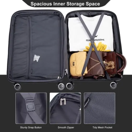 3 PCS Expanable Luggage Set, PP Lightweight Hardshell Spinner Wheel Suitcase with TSA Lock (20+24+28)-ModernLuxe image {5}