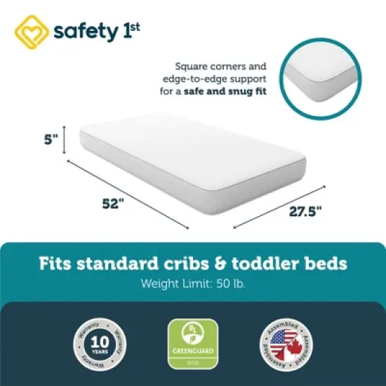 Safety 1st Cozy Snuggles Standard Firm Baby Crib & Toddler Bed Mattress image {6}