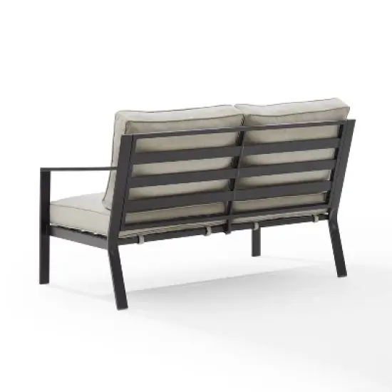 Clark Outdoor Steel Right Side Loveseat Taupe/Matte Black - Crosley image {6}