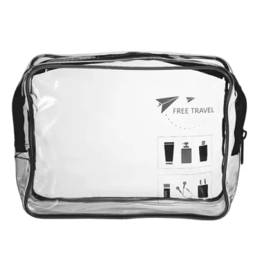 Unique Bargains Women's Transparent Waterproof Travel Cosmetic Bag Black 1 Pc image {6}