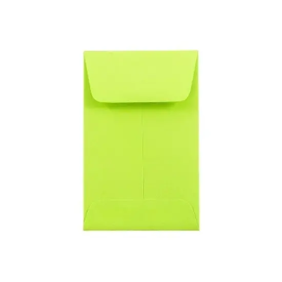 JAM Paper #1 Coin Business Colored Envelopes 2.25 x 3.5 Ultra Lime Green Bulk 1000/Carton image {4}