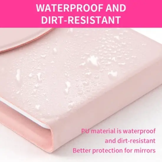 Garnen Travel Makeup Mirror with Lights Magnification 1x 5x, Foldable LED Lighted Makeup Mirror with Dimming Dual Mirror, Pink image {4}