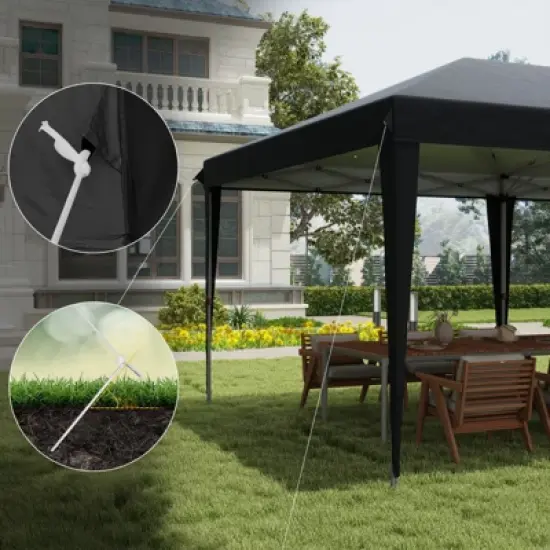 DSVIMOY 10'*20' Pop Up Canopy Tent, Outdoor Instant Gazebo Sun Shade Shelter for Catering, Wedding, Black, 230.4"*116.4"*104.4" image {4}