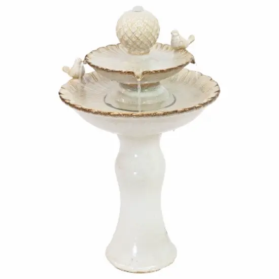 Sunnydaze 27"H Electric Ceramic 2-Tier Resting Birds Outdoor Water Fountain image {17}