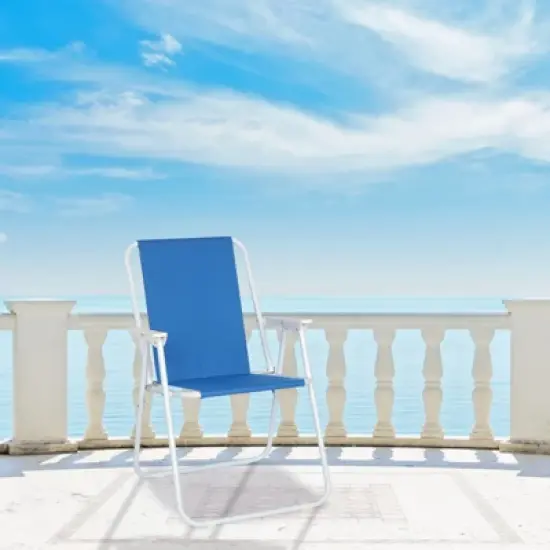 DOMETOUR Oxford Cloth Iron Outdoor Beach Chair Blue image {3}