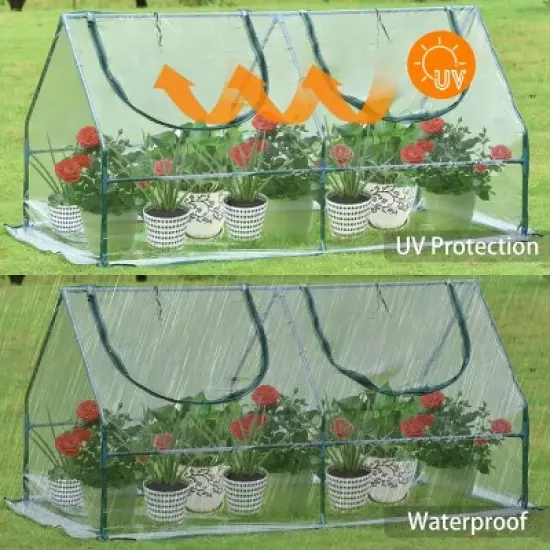 Aoodor 6' x 3 ' x 3' Portable Mini Greenhouse PE Cover 2 Zipper Door image {4}