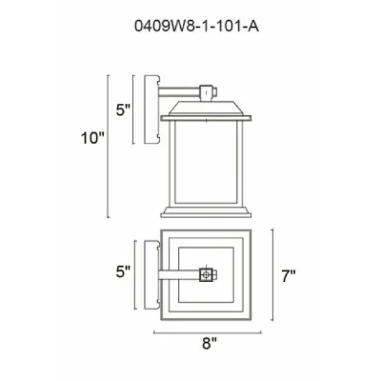 CWI Lighting,Blackbridge 1 Light Outdoor Black Wall Lantern image {8}