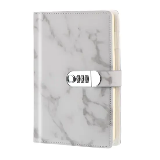 Unique Bargains Cute Journaling Leather Marble A5 Diary with Lock 100 Pages image {7}