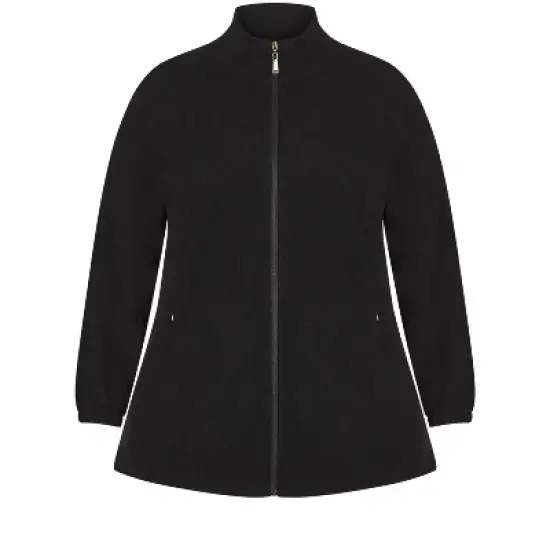 Women's Plus Size Polar Fleece Zip Jacket - black | AVENUE image {4}
