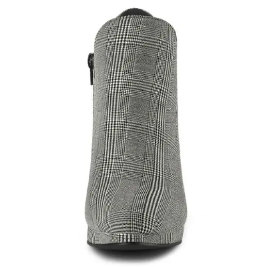 Allegra K Women's Round Toe Chunky Heeled Ankle Heel Boots image {2}