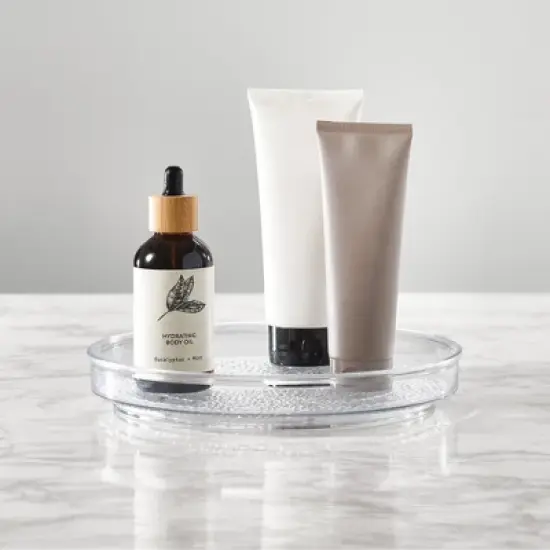 iDesign 9-Inch Plastic Lazy Susan Organizer for Bathroom Storage - Clear image {5}