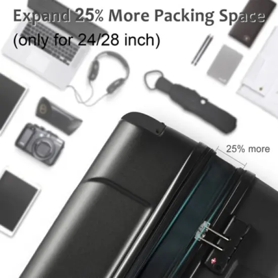 Dexmalle Expandable Hard shell ABS Suitcases with Double Spinner image {5}