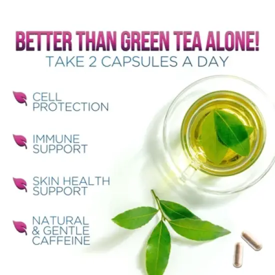 Green Tea Extract Pills - 98% Standardized EGCG 1300mg 3X Strength for Natural Energy - Supports Heart & Antioxidant Health Herbal - 60 Capsules image {7}
