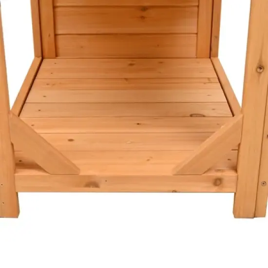 Hrinhom 50.2"W  Patio Potting Bench Table, Wooden Farmhouse Garden Workstation with Storage Shelves and Side Hook image {5}