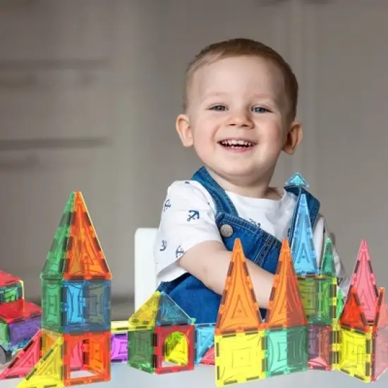 Mag Genius - 60 pieces of Mathematically Shaped Colorful and Transparent Magnetic Building Tiles image {2}