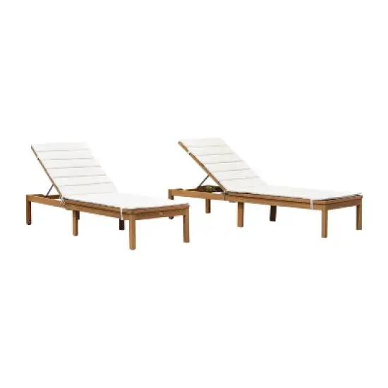 Amazonia 2pc Waikiki Eucalyptus Wood Outdoor Patio Chaise Lounge Set with Cushions Brown/Gray image {5}