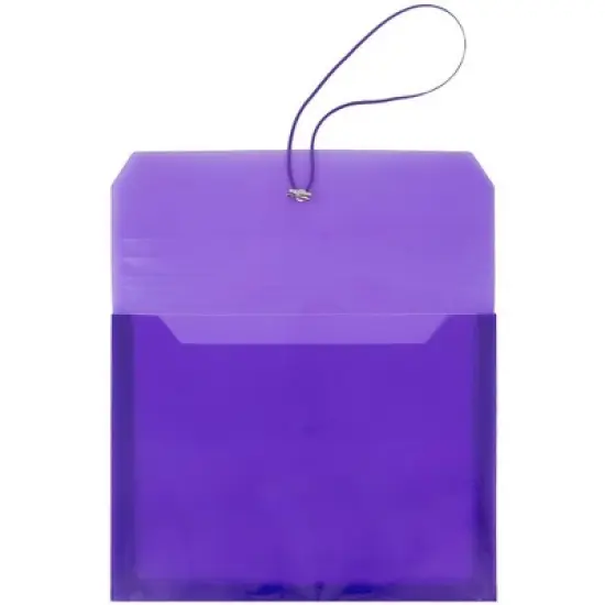 JAM Paper 9 3/4'' x 13'' Plastic Envelopes with 2 5/8" Expansion, Elastic Closure, Letter Booklet - Purple image {1}