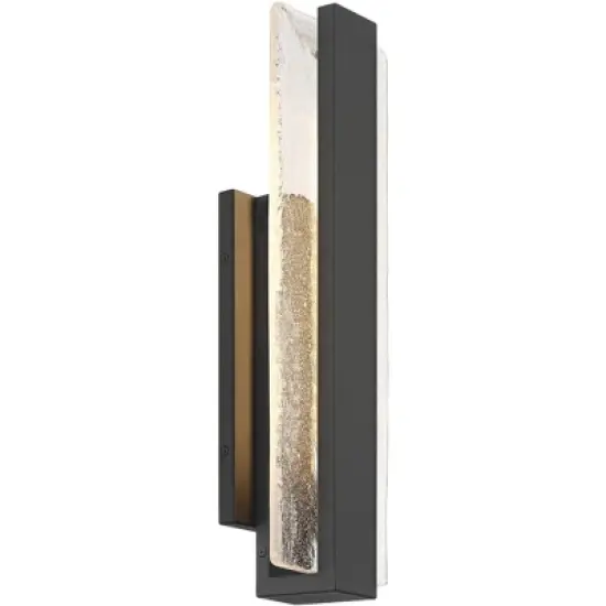 Possini Euro Design Possini Euro Cascadia 18"H Black Piastra Glass LED Outdoor Wall Light image {7}