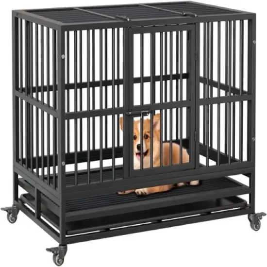 Heavy Duty Dog Cage、Metal Kennel and Crate Dog Playpen for Large Dogs, Dog Crate with Lockable Wheels and Slide-out Tray image {2}
