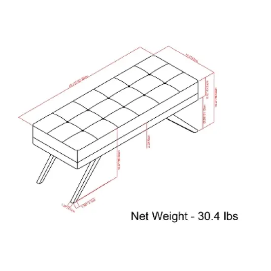 48" Keenan Mid Century Ottoman Bench Faux Air Leather - Wyndenhall image {6}