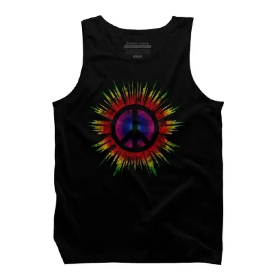 Men's Design By Humans Tie Dye Peace Sign By Mel00 Tank Top image {4}