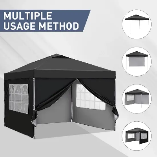Ainfox 10'&times;10' Pop-up Canopy Tent Portable Gazebo With Sidewalls image {1}