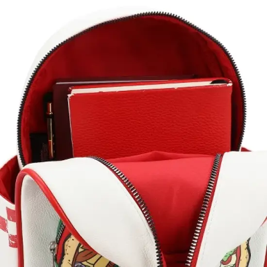 TMNT Classic Retro Cartoon Turtles Pizza Women's White Mini Backpack image {3}