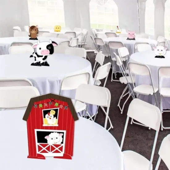 Big Dot of Happiness Farm Animals - Barnyard Baby Shower or Birthday Party Centerpiece Table Decorations - Tabletop Standups - 7 Pieces image {1}