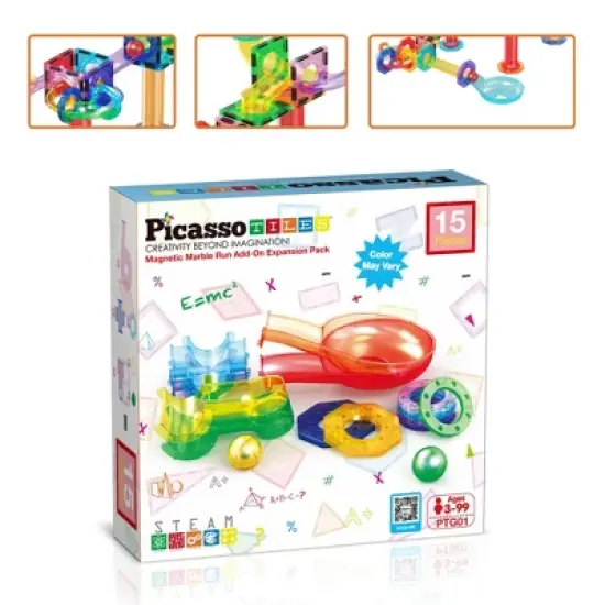 PICASSO-TILES Marble Run  Add-On Accessories for Race Track Expansion Magnetic Tiles, Building Blocks STEM Toy for Kids image {5}