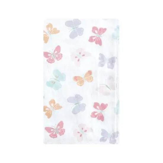 Hudson Baby Infant Girl Cotton Flannel Burp Cloths, Pastel Butterfly, One Size image {2}