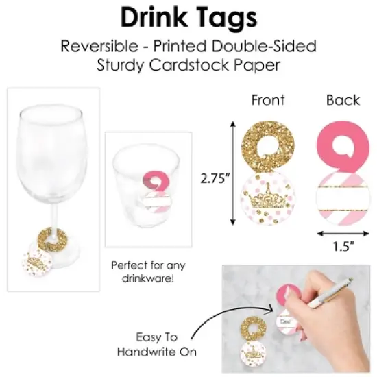 Big Dot of Happiness Little Princess Crown - Baby Shower or Birthday Party Paper Charger and Table Decorations - Chargerific Kit - Place Setting for 8 image {4}