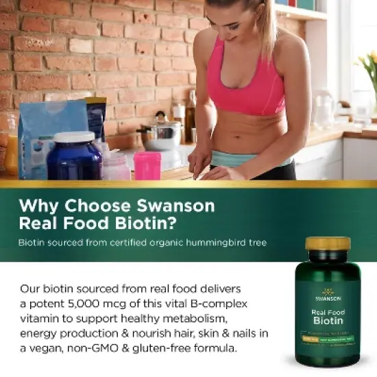 Swanson Real Food Biotin 2,500 mcg 90 Veg Caps image {4}