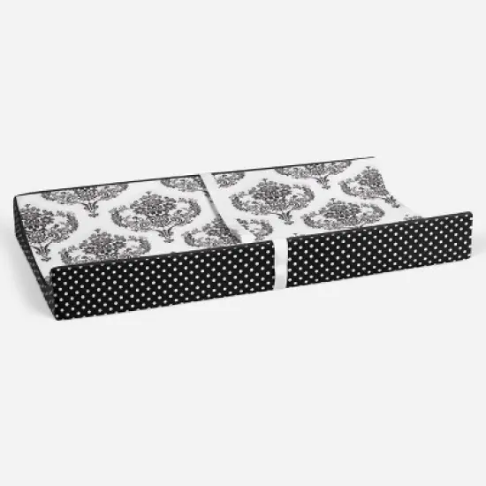 Bacati - Classic Damask White/Black changing Pad Cover image {4}