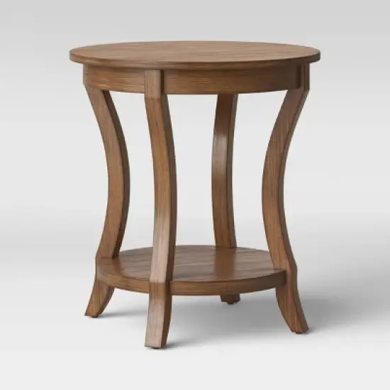 Shelburne Round Wood Accent Table Natural - Threshold&trade; image {2}